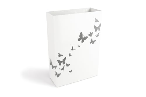 NORDIQ - Paraguero Metálico - Paragueros Modernos y Decorativos - Paragueros Originales para Entrada, Recibidor, Oficina o Comercio | Paragüero de Diseño Elegante y Funcional - Diseño Lineal - Blanco