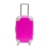 Maleta de Muñeca de 18 Pulgadas, Mini Maleta con Ruedas, Maleta de Viaje, Maleta de Mano para Fiestas Infantiles, Rosa Roja