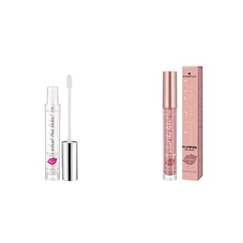 essence what the fake! PLUMPING LIP FILLER, Lippenpflege, mit Hyaluronsäure und Vitamin E, Nr. 01 oh my plump+ Nr. 02, Nude, feuchtigkeitsspendend, mit Vitaminen - Make-Up Set, Beauty, Make-Up