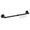HouseAid 24 Inch Industrial Pipe Towel Bar Farmhouse Iron Hand Towel Holder Vintage Style Towel Rod for Bathroom Wall Mounted Matte Black Hook Included