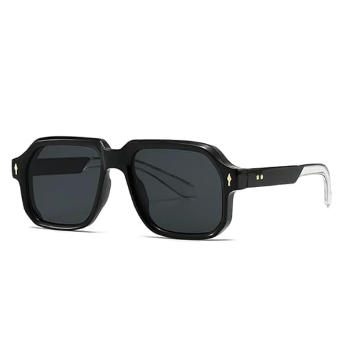 Lunettes de soleil vintage à rivets pour femmes et hommes, verres noirs style punk