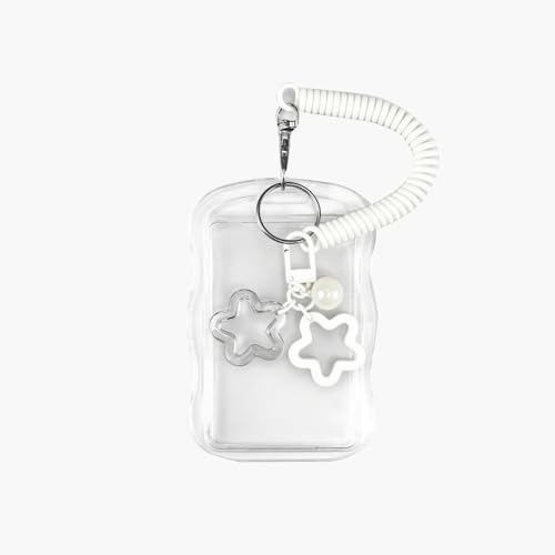 Photos of High-end Card Holders Electroplate Plastics Frame with Keychain Card Case Stationery Photocard Holder Keychain White Star