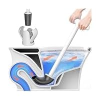Upgraded Toilet Plunger with Holder, Wall Mounted Toilet Bowl Plunger with Hideaway Caddy, Dual Handle Plunger for Bathroom Built-in Drip Tray, RV Bathroom Accessories