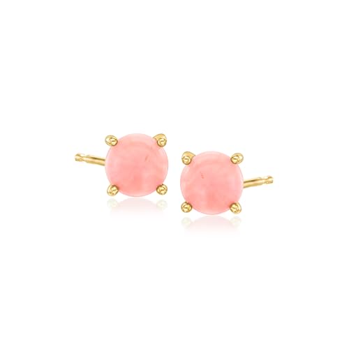Ross-Simons Pink Coral Stud Earrings in 18kt Gold Over Sterling