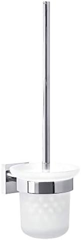 tesa EKKRO Hand Soap Dispenser - No Drill Wall Mounted Chrome-Plated Dispenser Holder for 200 ml Liquid Soap with Satined Glass Bottle, Stainless - Includes Removable Adhesive Solution