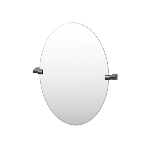 Gatco 5659MX A-Line Frameless Oval Mirror, 26.5 Inch, Matte Black