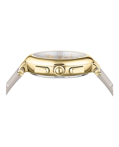 Legacy Collection Luxury Womens Watch Timepieces with a Beige Strap Featuring a Gold Case and a Silver Dial2