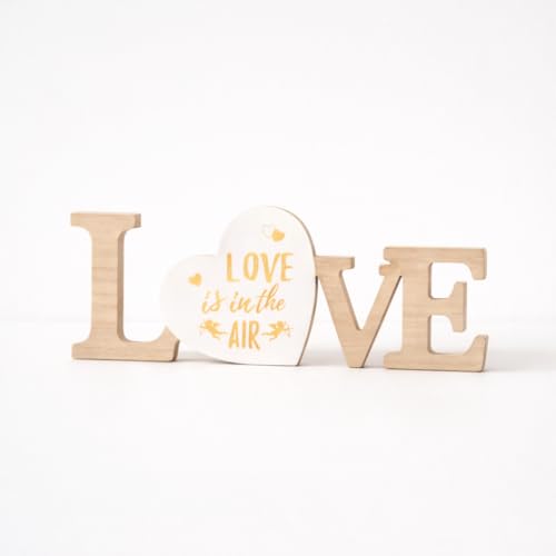 Image of CraftVatika Wooden Decorative Showpiece for Home Decor, Tabletop Love Word Sign Showpiece, Home Decoration Items for Living Room, Romantic Gift Housewarming Wedding Anniversary Birthday for Men Women