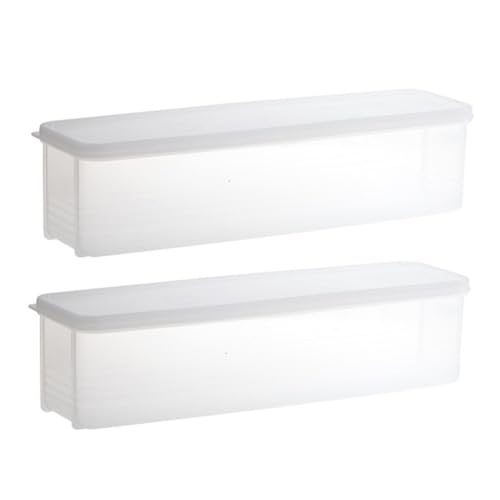 ERINGOGO 2個 面条収納ボックス 蓋付き冷蔵庫整理容器 大容量密封保存ケース パスタ スパゲッティ対応 キッチン食品収納オーガナイザー