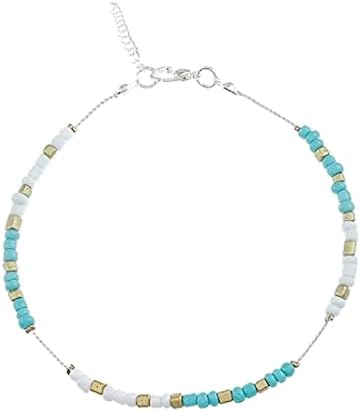 JEWEKY Boho Beaded Ankle Bracelets Turquoise Anklets Chain Beach Adjustable Foot Jewelry for Women and Girls (Blue)