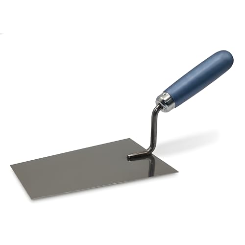 DEWEPRO Truelle Italienne Tiroler 180x120x90mm – Truelle de Maçon G-Hals – Lame Acier Inoxydable 1,0mm Antirouille – Manche Bois Vernis Ergonomique – Outil Pro pour Mortier, Enduit et Béton