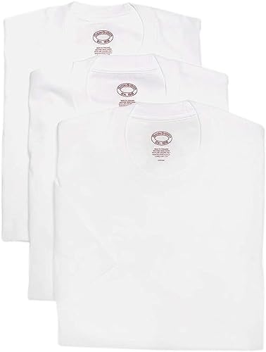 Brooks Brothers Men's 3 Pack Combed Cotton Crewneck Short Sleeve Tee Undershirt Shirt Pack White (Medium)