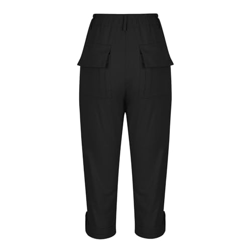 Capri Pants for Women Casual Cargo Pants with Pockets Rolled Hem Summer Cropped Trousers Work Clothes4