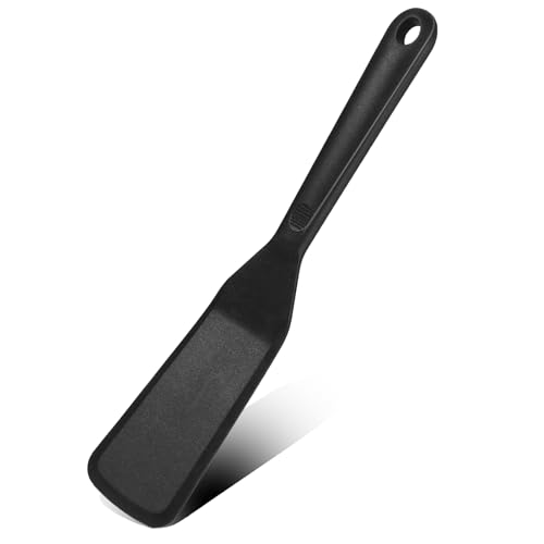 Mabor Silikon Spatel Antihaft Pfannenwender Hitzebeständig Schaber Langer Griff Schwarz Crepe Spatel für Eier Pizza Pfannkuchen Steak Crepes 22,5cm
