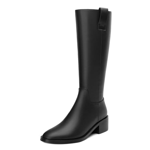 Women's Knee High Boots - Side Zipper Low Heel Boots Comfortable Classic Round Toe Boots Women's Fall Winter Riding Boots