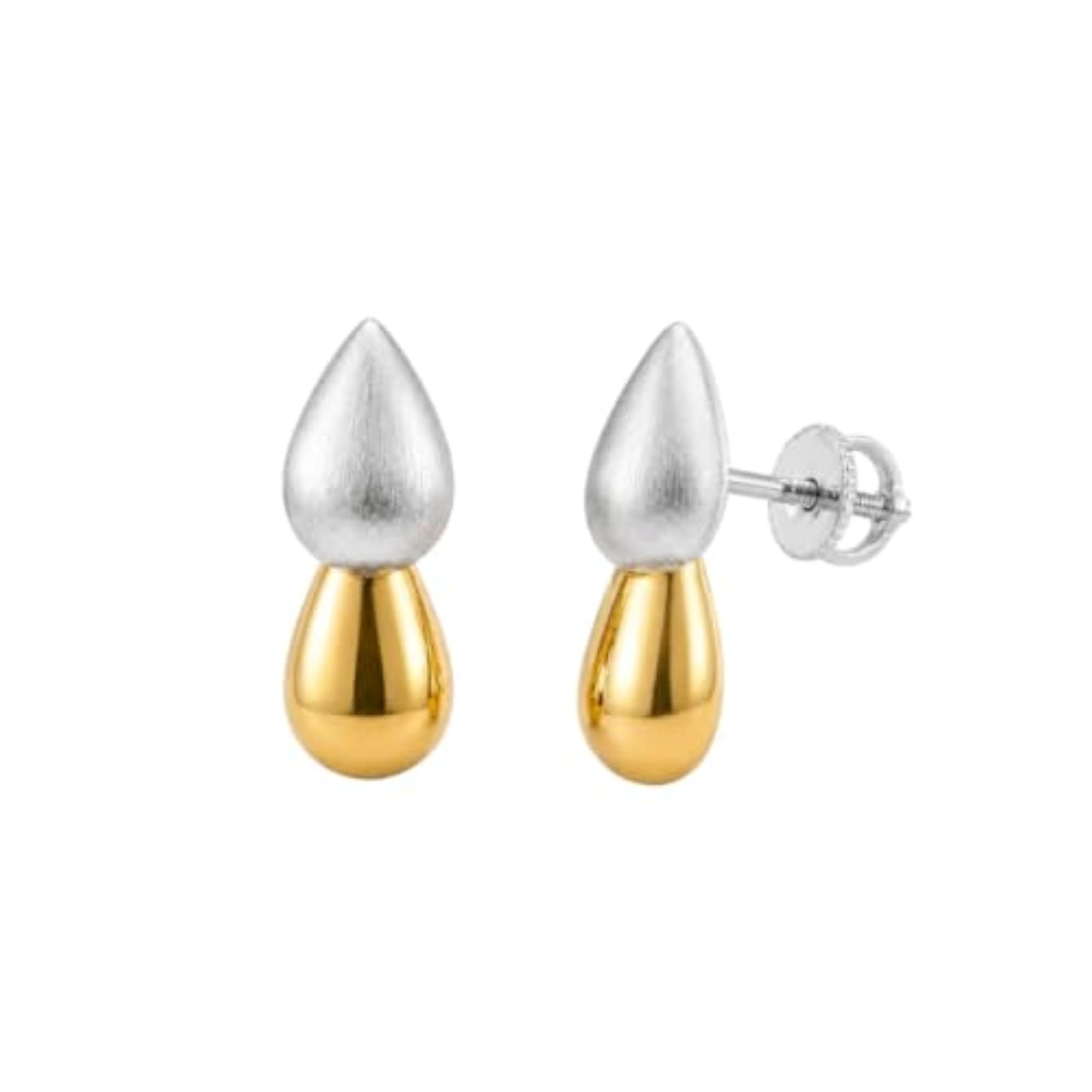 Women's Dual-Tone Teardrop Statement Earrings, Lightweight