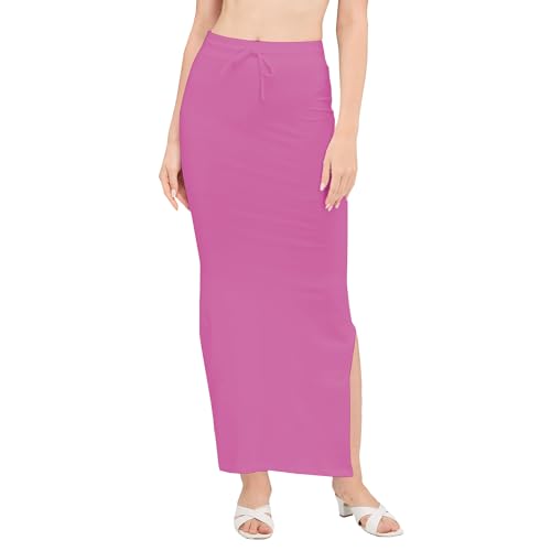 Image of DESI GIRL Cotton Lycra Stretchable Saree Shapewear Petticoat with Drawstring for Women | Fishcut Saree Petticoat with Side Slit for Easy Movement | Saree Shaper | Long inskirt