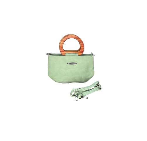 Image of Faux Leather Bag with Stylish wooden Handles - satchel bag /sling bag /Fashionable Designer Purse for Work, Shopping, and Casual Outings for girls and women
