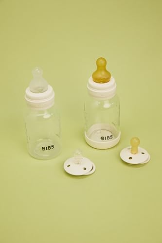 Image of BIBS Glass Baby Bottles 2-Pack, 8.1 Oz. Anti-Colic System for Gas Reduction. Vented Round Natural Rubber Latex Nipple. Supports Infant and Newborn Breastfeeding - 240 ml (Pack of 2), Blush