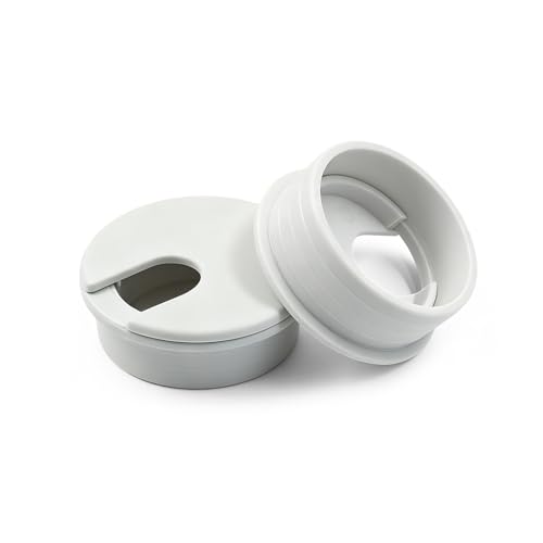 2-Pack Pasacables de Escritorio 1.5 Pulgadas, Cubierta de Agujero para Cables de Plástico ABS Resistente, Organizador de Cables Desmontable para Escritorio de Hogar y Oficina – Blanco miniatura 1