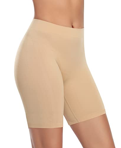 YARRCO Damen Unterhose Unter Rock Kurze Hose für Kleid Unterrock Hohe Taille Slipshort Radlerhose Boyshort Boxershorts Unterwäsche (Nude, XL)