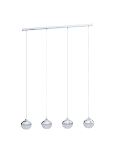 Lustre moderne chromé à 4 lumières GL0572 : suspension effet cristal de plafond