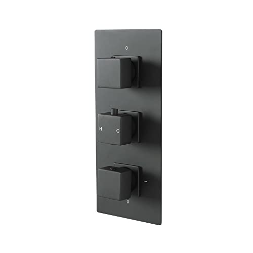 Milano Preto 3 Outlet Triple Diverter Thermostatic Concealed Mixer Shower Valve - Black