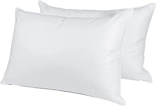 puredown® Pack de 2 Almohadas de Pluma y Plumón 40x60 cm, Lavable a Máquina, Funda de Algodón, Cojín Antiácaros Antibacterias y Antialérgica