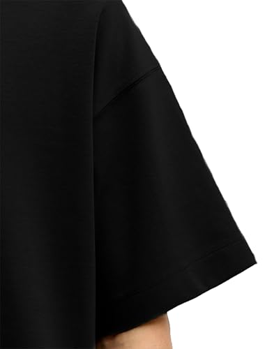 Image of Oheebazar Premium Black Oversized T-Shirt for Men | 240 GSM Heavy Cotton | Loose Fit Plain Streetwear Tee