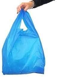 Teak 100 x Strong 11x17x21" Blue Plastic Vest Carrier Bags- Plastic Carriers With Handles - Heavy Duty Ideal For Grocery Shopping