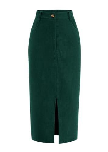 PRETTYGARDEN Corduroy Skirt Women Fall Fashion 2025 High Waisted Pencil Midi Skirts Business Casual Work Office Winter Outfit