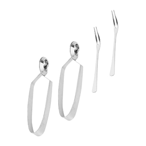 Cabilock 4pezzi Pinze per Lumache in Acciaio Inox Forchette per Lumache da Cucina Utensili per Barbecue e Feste Ergonomiche e Resistenti