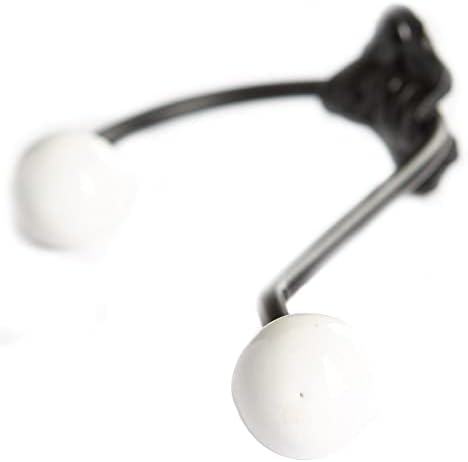 White 50mm x 180mm Ceramic Ball Hat & Coat Hook - Cast Iron Vintage Antique Wall Mounted Hanger - by Hammer & Tongs
