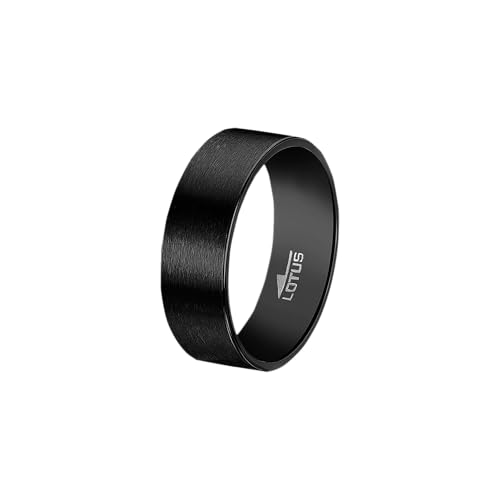 LOTUS Style Anillos Hombre - Anillo Acero Inoxidable Hombre 316L - Diseño Ergonómico y Ajuste Talla 22 - Anillo Negro LS2397-3/222 23.20 mm - Resistente al Agua