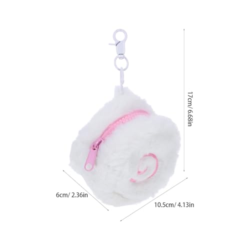 Cute Plush Coin Purse: Cartoon Round Small Wallet with Zipper - Kawaii Bag for Earphones Data Cables - Keychain Pendant with Buckle2