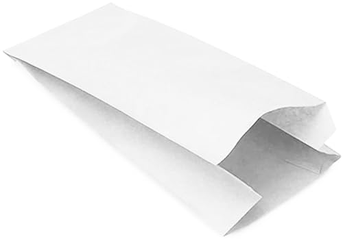 100 Bolsas papel blancas sin asas (25x14x5cm). Bolsa kraft carton, Bolsita regalo blanca boda comunion cumpleaños chuches pan bocadillo sandwich bolleria tiendas comercio (25x14x5 100bolsas)
