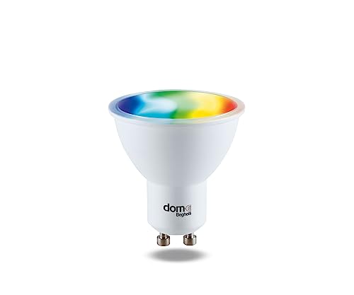 Beghelli - Lampadina LED Smart SPOT GU10 RGB-CCT WiFi Compatibile con Alexa, App Dom-e, Regolabile Intensità, Colori, Luce Calda e Fredda, Controllo Vocale, Domotica Facile, 1 Unità, Bianco
