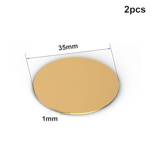 COYOUCO Brass Disc Round Plate Sheet,H62 Copper Alloy Solid Circle,Thickness 1Mm,10-45Mm Diameter,2Pcs,35mm