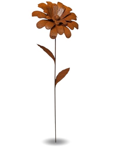 Terma XXL Rost Blume mit Einer Blüte 1,2m Gartenfigur groß,...