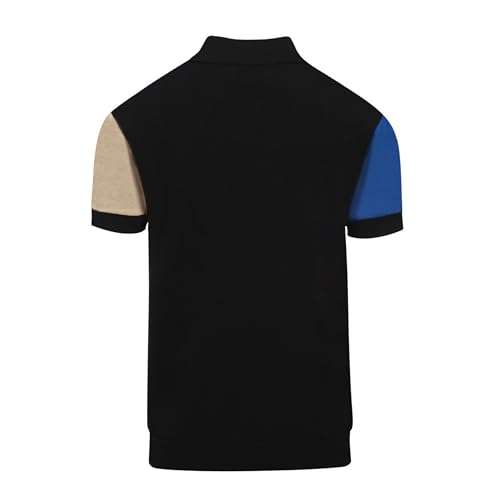 Men's Retro Knitted Poloshirt, 1960s Casual Colorblock V-Neck Polo Cotton Breathable Short Sleeve for Summer2