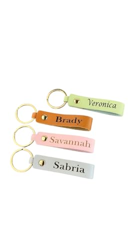Personalized Leather Keychain Name Logo Text Coordinates Family Union Group Gathering Apparel Custom...