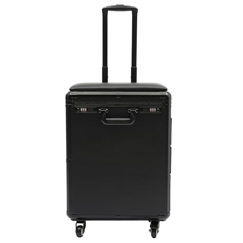 Maletín de maquillaje con ruedas con 4 ruedas universales, estuche de maquillaje con cerradura de combinación para viajes o en casa para entusiastas del maquillaje, peluqueros/estilistas, técnicos de