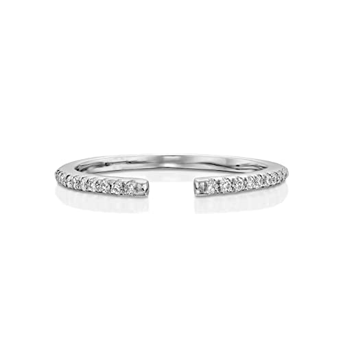0.12 Ctw Natural Diamond Open Wedding Band for Women Sterling Silver Diamond Open Stackable Band Ring Size 4-12 (0.13 ctw, G-H Color, I2-I3 Clarity)