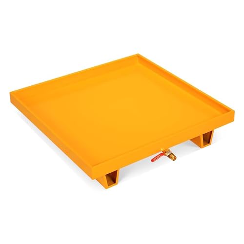 XBTGS Palé industrial de contención de derrames con drenaje, bandeja a prueba de fugas para almacenamiento de bidones de aceite, uso resistente en almacenes y fábricas, 65 x 65 x 15 cm, 65 x 65 x 15