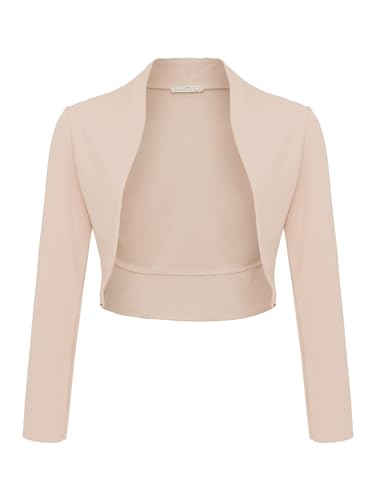 DANAEST Damen Langarm Bolero Festlich Strickjacke Schulterjacke Kurz Top (704), Grösse:M, Farbe:Beige DANAEST Damen Langarm Bolero Festlich Strickjacke Schulterjacke Kurz Top (704), Grösse:M, Farbe:Beige