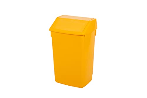 Addis 60 Litre Medical Clinical Recycling Commercial Utility Waste Trash Swing Flip top Lid, Set of 3 Bins, All Yellow Colour, 519034AMP, 3 x 60