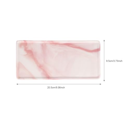 Bandeja para guardar cosméticos y joyas de cerámica rectangular 205x95 mm diseño mármol 3