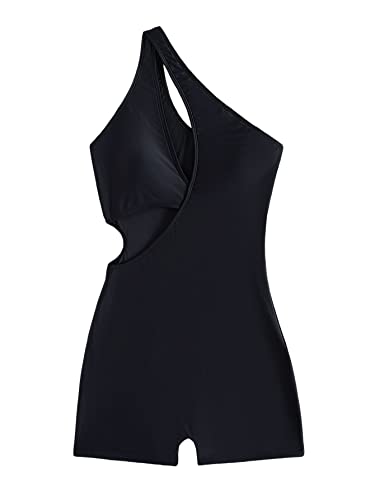 SheIn Women's One Piece Boyleg Swimsuit One Shoulder Cut Out