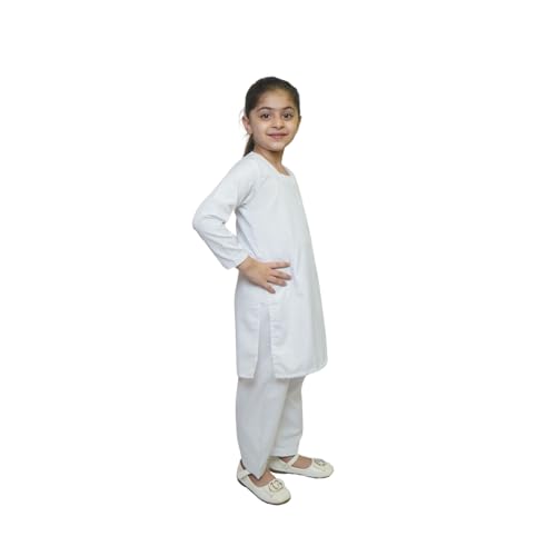 Image of Kaku Fancy Dresses Indian Wear Salwar Kameez Costume for Independence Day /Republic Day | Tri Color Dupatta Stole Pompom Set for Girls