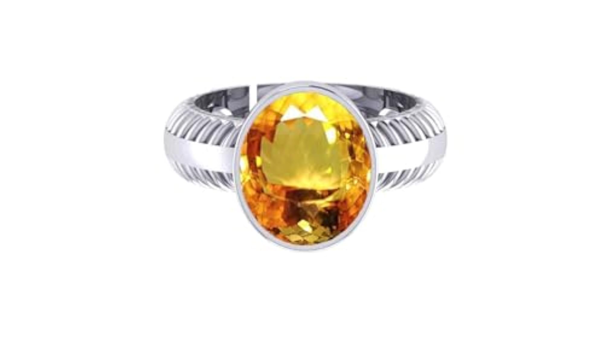 Certified Citrine Ring, 2.25 Carat Oval Cut, Silver Plated